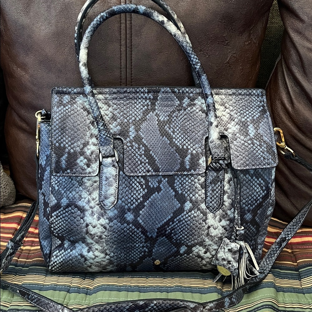 Gili Python Snake Blue Color
Leather Tote GOLDTONE
